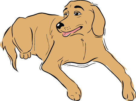 cartoon vector illustration of a Labrador dog restingのイラスト素材