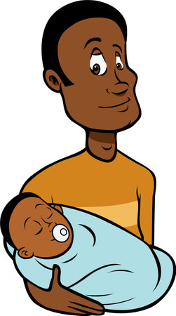 cartoon vector illustration of a black fatherのイラスト素材