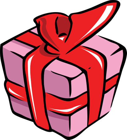 cartoon vector illustration of a gift with ribbonのイラスト素材