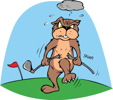 cartoon vector illustration of a gopher breaking a golf clubのイラスト素材