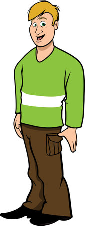 cartoon vector illustration of a goofy guyのイラスト素材