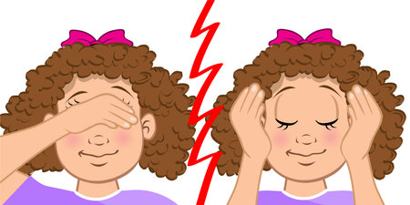 cartoon vector illustration of a deaf and blind girlのイラスト素材