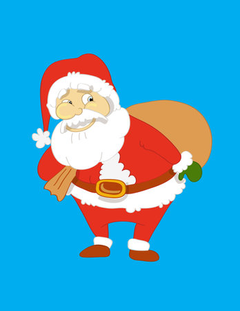 cartoon vector illustration of a Santa Claus carrying a sackのイラスト素材