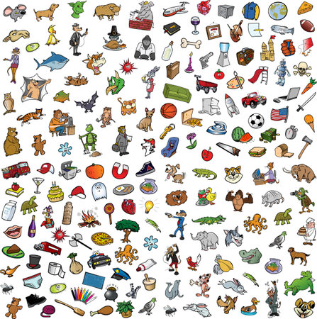 vector illustrations of a random cartoon collectionのイラスト素材