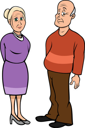 cartoon vector illustration of grandparentsのイラスト素材