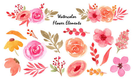 Watercolor Set Elements Spring Color for Decoration Artworkのイラスト素材