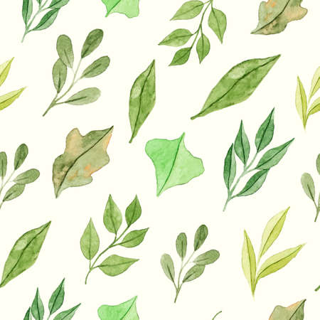Hand Painted Watercolor Leaves Seamless Pattern with Soft Background Good for Packagingのイラスト素材