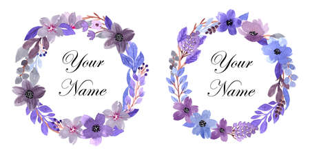 Hand Painted Watercolor Flowers Wearth Collection for Decorate Invitationのイラスト素材