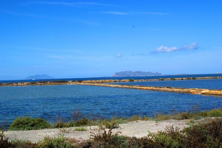 salt pans of Trapani Sicilyの写真素材