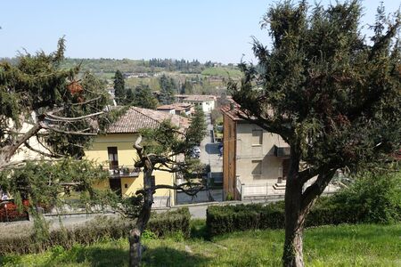 panoramic view of castelvetro di modenaの写真素材