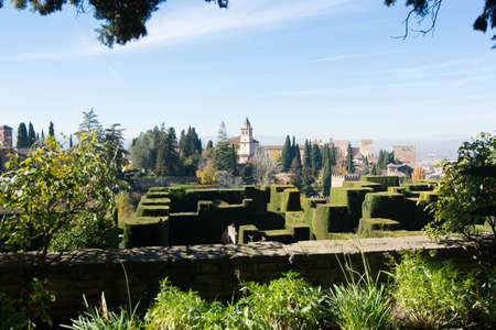 alhambra gardens in granada region of andalusiaの写真素材