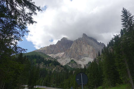 Monte Cristallo above the Cortina d'Ampezzo ski resortの写真素材