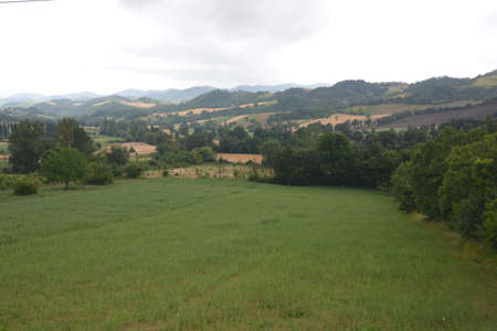 hills around gubbio region of umbriaの写真素材