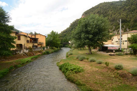 stream that crosses the townの写真素材