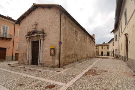 norcia municipality struck by the earthquakeの写真素材