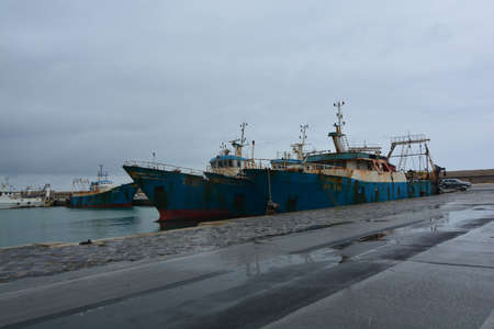 peschereggi in the port of mazzarra del vallo sicilyの写真素材