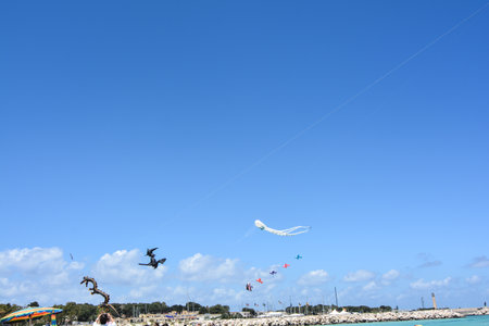 kite festival in san vito lo capo on the occasion of the annual cous cous initiativeの写真素材