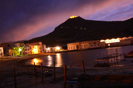 Favignana island at nightの写真素材