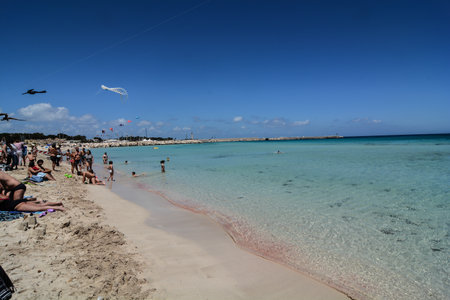 beach of san vito lo capo in trapani region of sicilyの写真素材