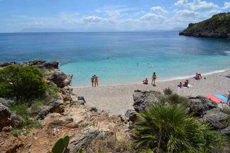 beach of san vito lo capo in trapani region of sicilyの写真素材