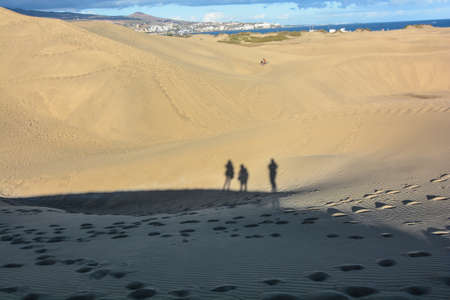 dunes of maspalomas gran canaria obre reflected on the sandの写真素材
