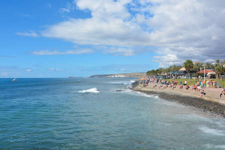coast of maspalomas island gran canariaの写真素材