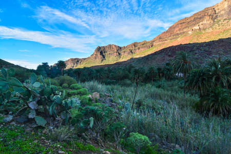 Gran Canaria promontory towards the Roque Nublo symbolic monumentの写真素材