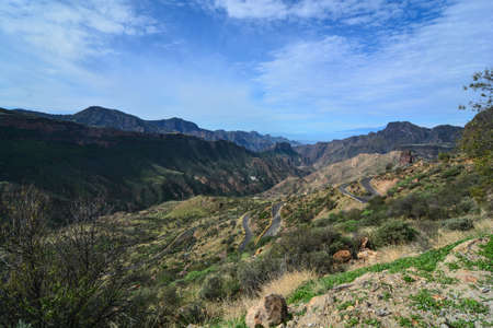 the roque nublo mountain monument symbol of the island gran canariaの写真素材