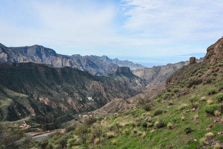 the roque nublo mountain monument symbol of the island gran canariaの写真素材
