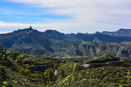 roque nublo mountain symbol of the island gran canariaの写真素材