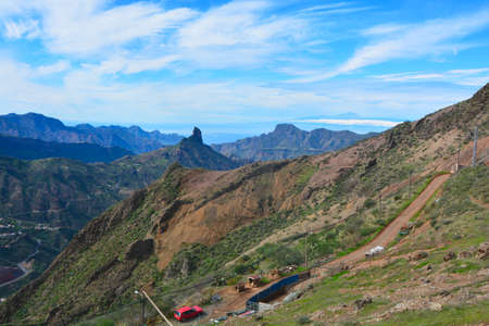 roque nublo mountain symbol of the island gran canariaの写真素材