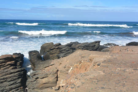 waves for surfers gran canaria island near puerto de las nievesの写真素材