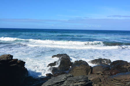 waves for surfers gran canaria island near puerto de las nievesの写真素材