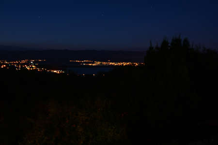Krk town in Croatia at nightの写真素材