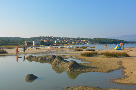 coast around the island of krk with crystal clear seaの写真素材