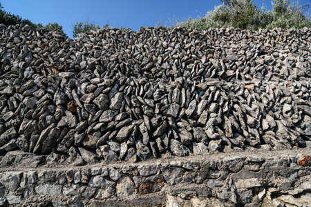 dry stone wall constructionの写真素材