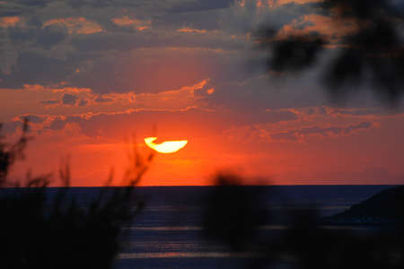 sunset over the Istrian sea in vrsarの写真素材