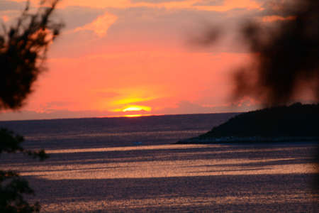 sunset over the Istrian sea in vrsarの写真素材