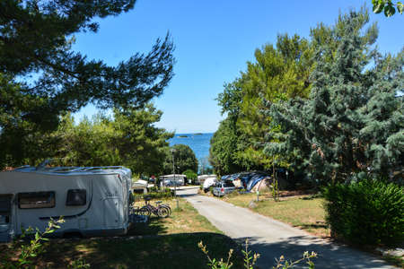 campsite directly by the sea in istria in vrsarの写真素材