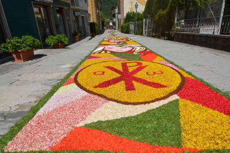 infiorata in pievepelago recurrence on the occasion of corpus dominiの写真素材