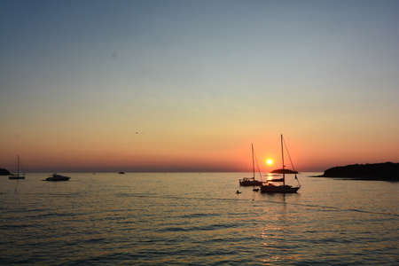 sunset on the coasts of istriaの写真素材