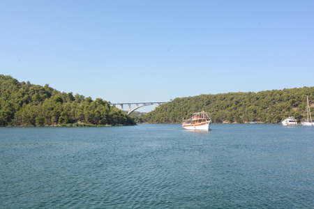 excursion boat in the river Krka Nature Parkの写真素材