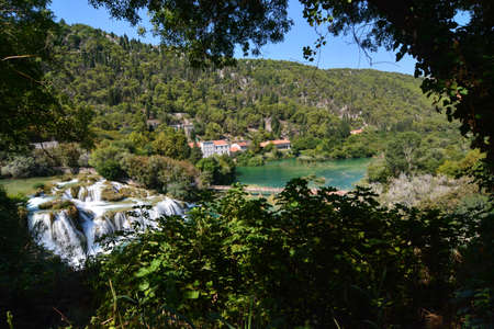 waterfalls in krka nature parkの写真素材