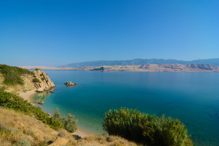 coast near Pag, the capital of the island of the same nameの写真素材