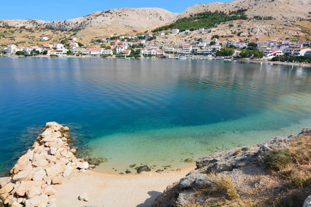 metanja beautiful seaside resort on the island of pagの写真素材