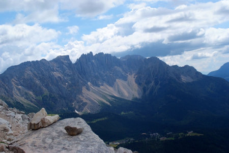 view of the dolomites from the locality of laurins trentino alto adigeの写真素材