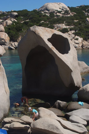 sardinia emerald coast granite stonesの写真素材