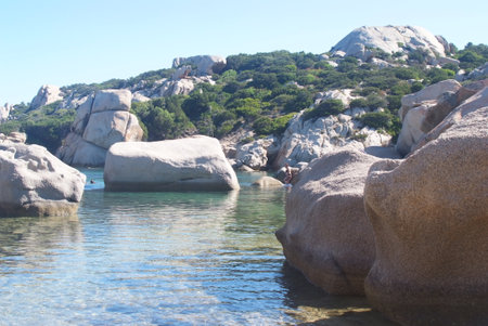 sardinia emerald coast granite stonesの写真素材