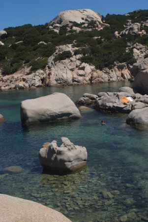 sardinia emerald coast granite stonesの写真素材