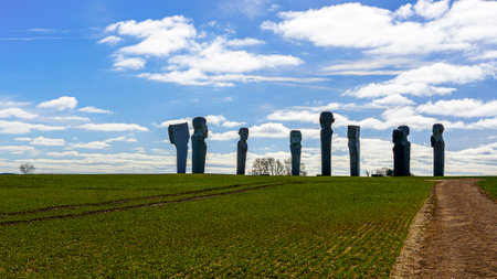 View of the Dodekalitten on Lolland in Denmark, slightly cloudy skyのeditorial素材